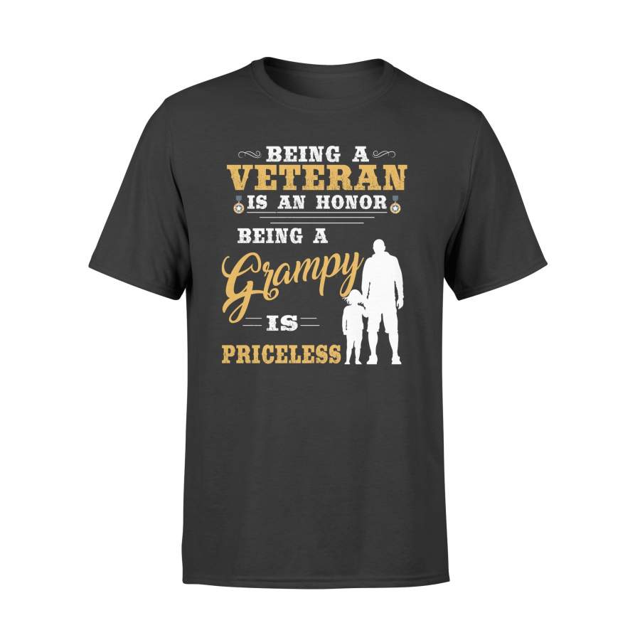 YOLOstuff Being a Veteran is an hornor being a grampy is priceless shirt Happy fourth of july Gifts T-shirt