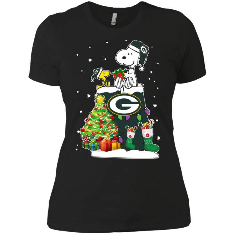 Green Bay Packers Snoopy & Woodstock Christmas Shirt Ladies’ Boyfriend Shirt