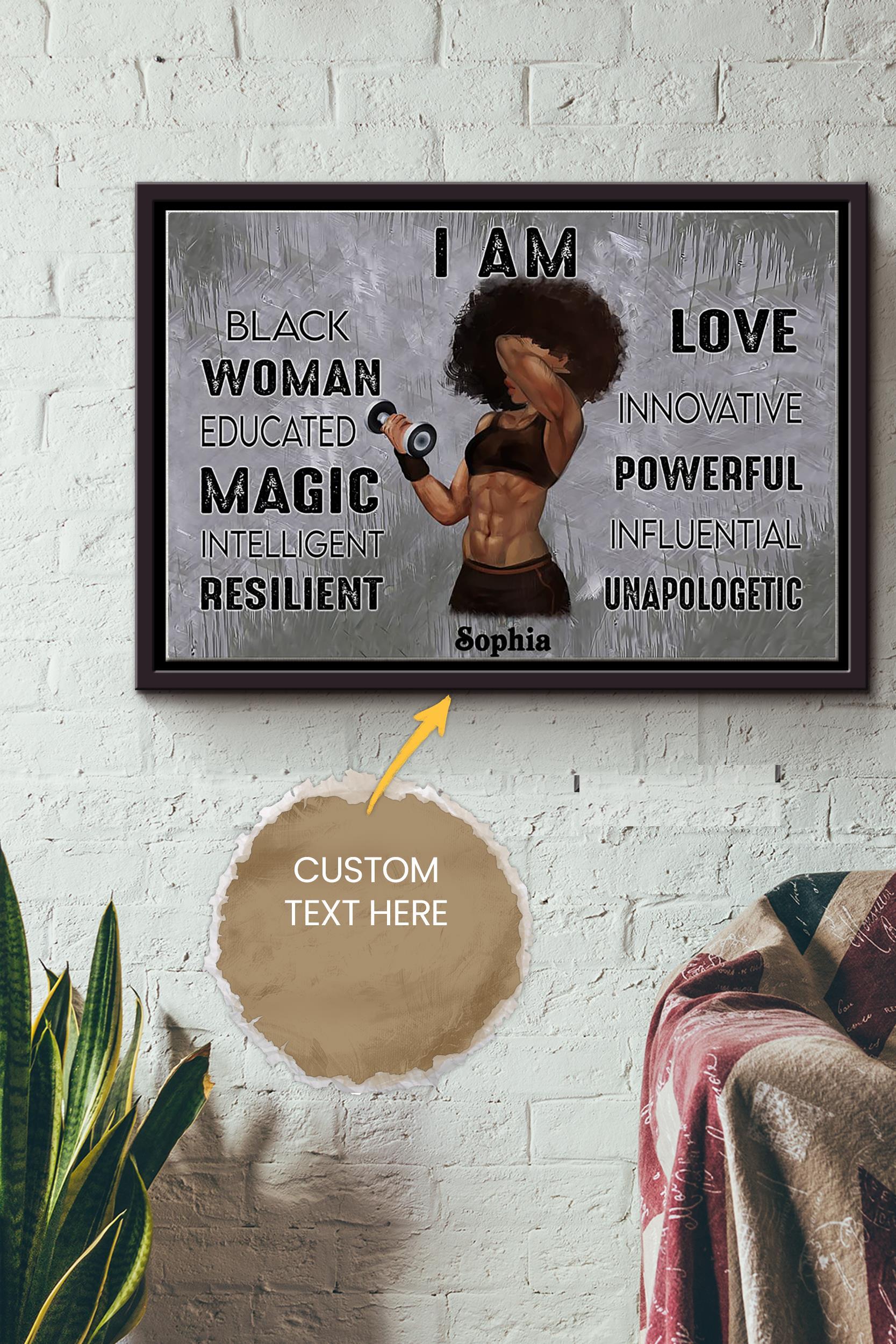 Fitness Quotes Personalized Poster – Women Wall Art – Gift For African Woman Home Decor Gym Decor Framed Matte Canvas