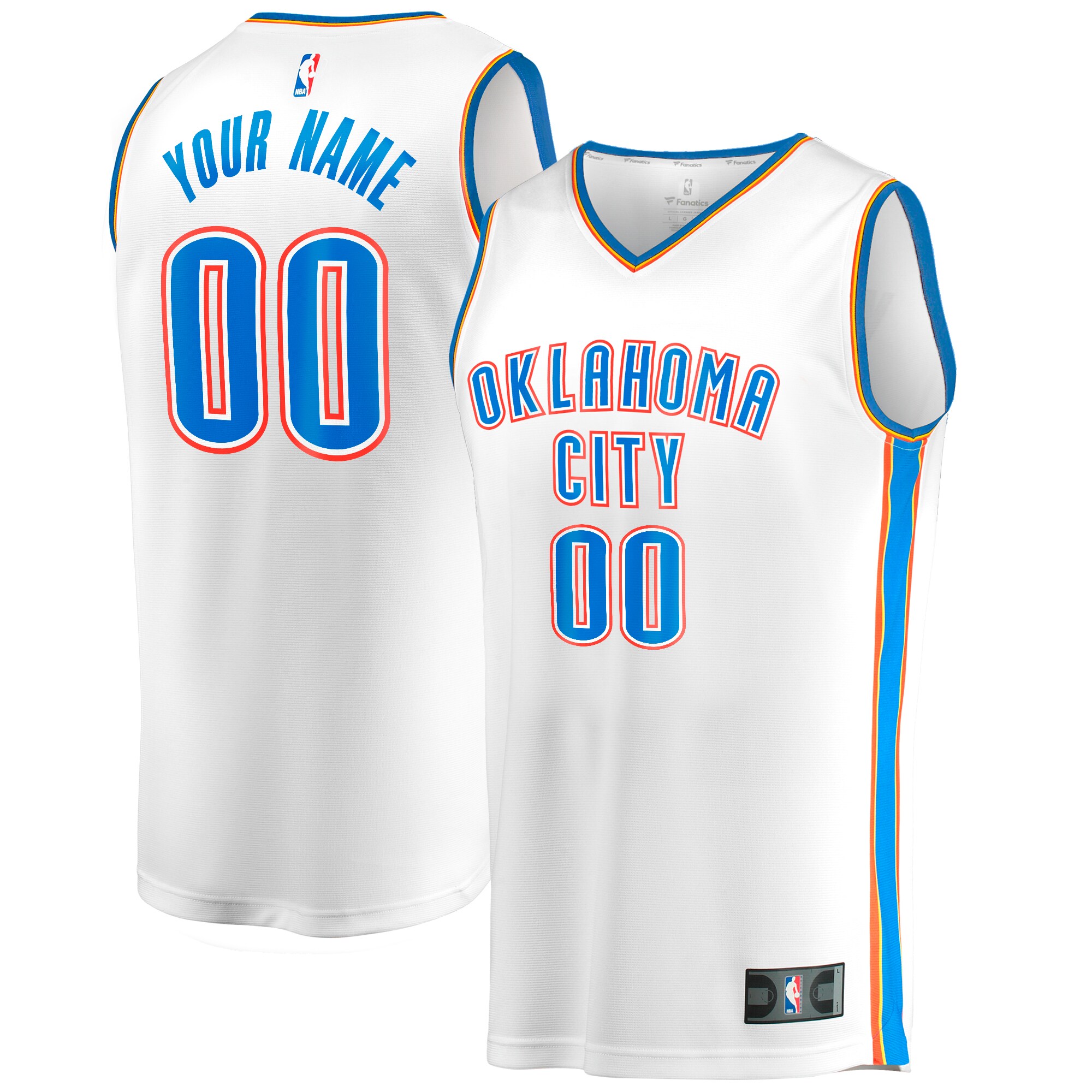 Oklahoma City Thunder Youth Fast Break Custom Jersey – White – Association Edition