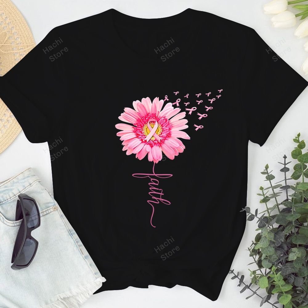 Cancer Awareness Shirts – Pink Ribbon Daisy Faith – Breast Cancer Awareness Month Gift