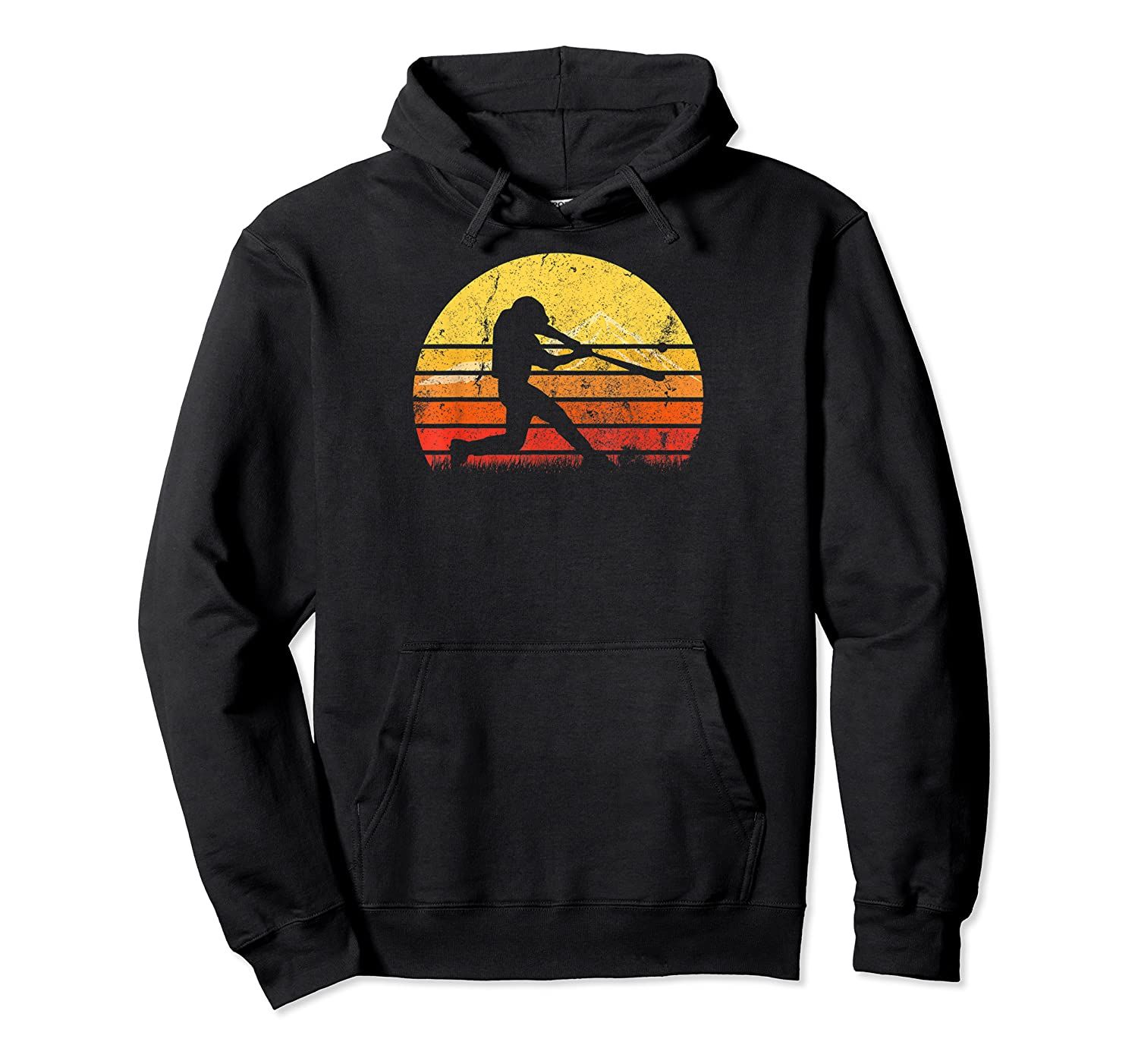 Vintage Retro Baseball Player Silhouette Sun Distressed Gift Pullover Hoodie, T-Shirt, Sweatshirt