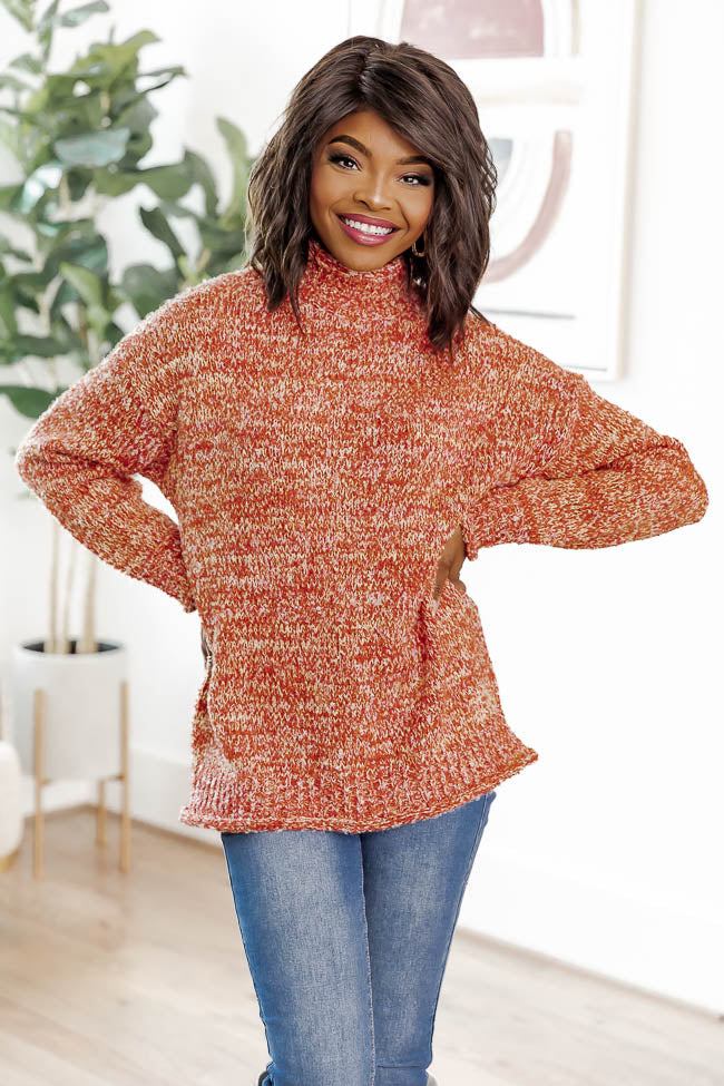 The Sweetest Reason Orange Confetti Mock Neck Sweater