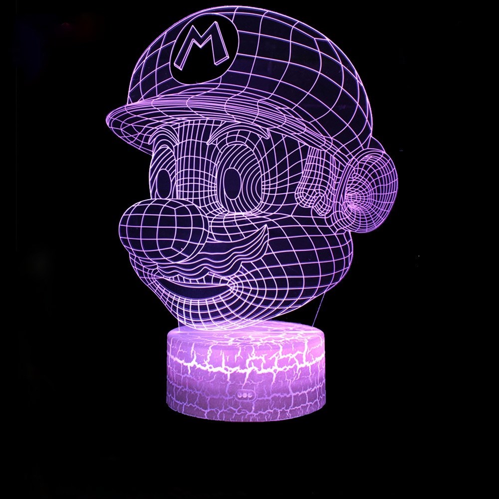 18Styles Super Mario 3D Night Lights Cartoon Cute Mario Game Lampara Coloful Illusion Novelty Bedroom Decoration Lighting Led alx