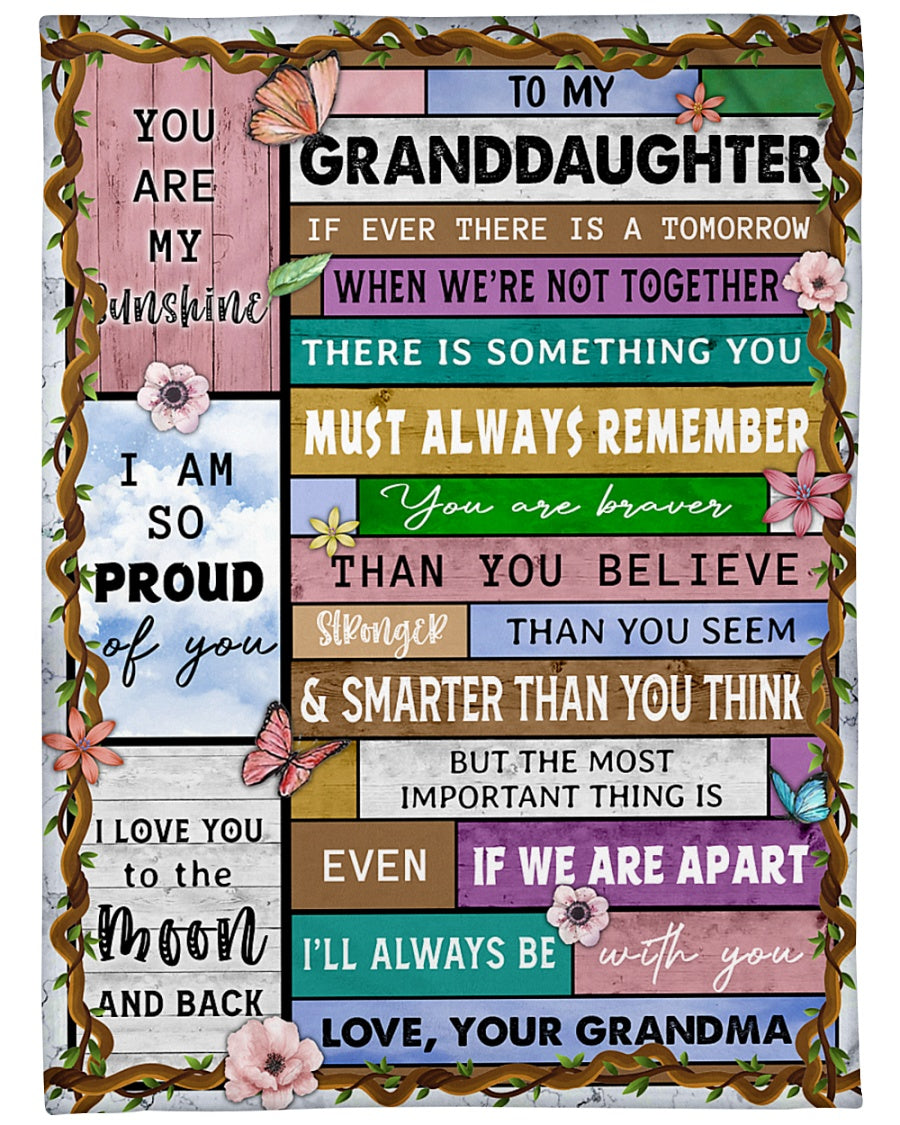 To My Granddaughter If Ever There Is A Tomorrow Blanket Gift For Granddaughter From Grandma Birthday Gift Home Decor Bedding Couch Sofa Soft And Comfy Cozy