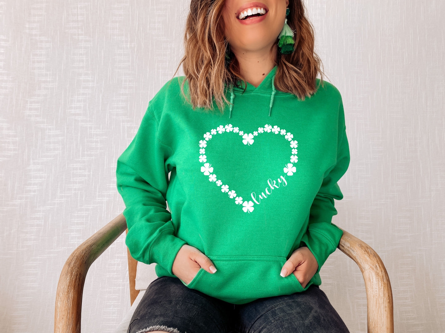 Lucky Shamrock Heart Hoodie