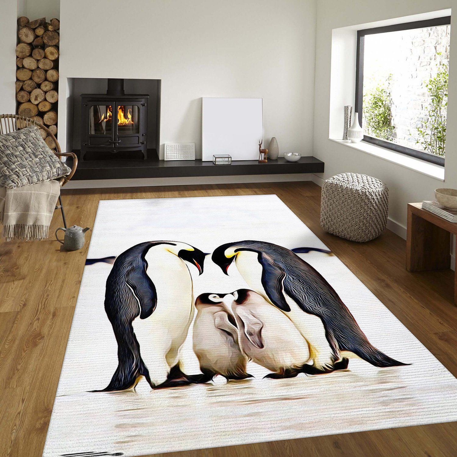 A Group Of Emperor Penguins Rug, Living Room And Bed Room Rug – Home US Decor