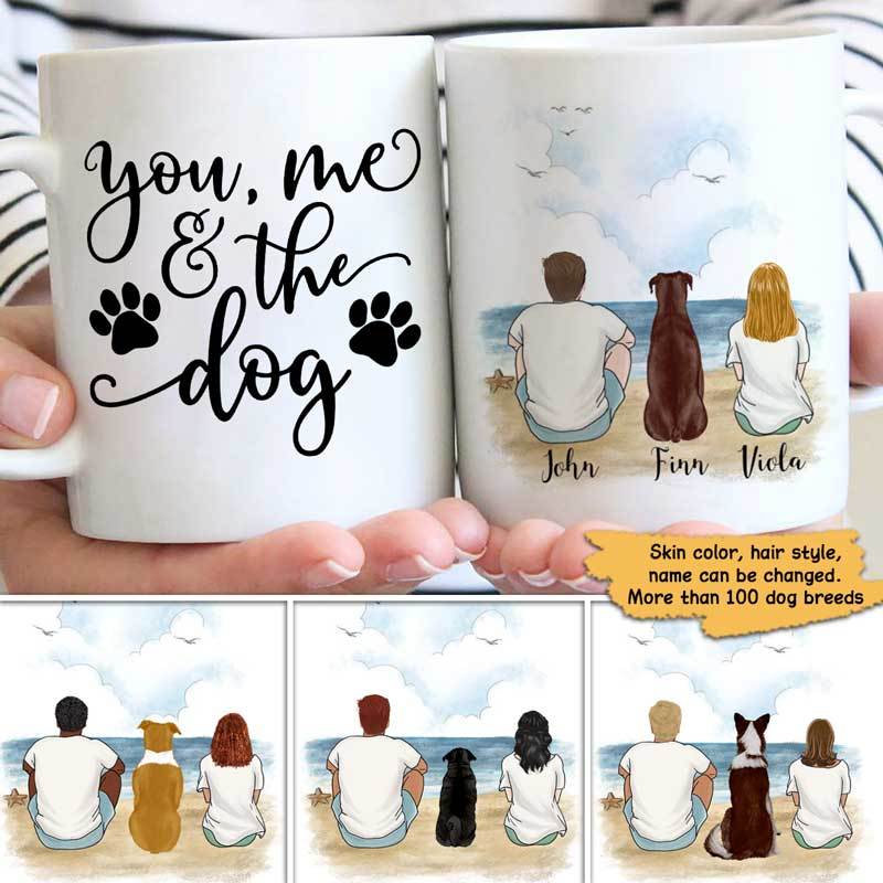 You & Me And The Dog Personalized Dog Mom Dad Couple Coffee Mug