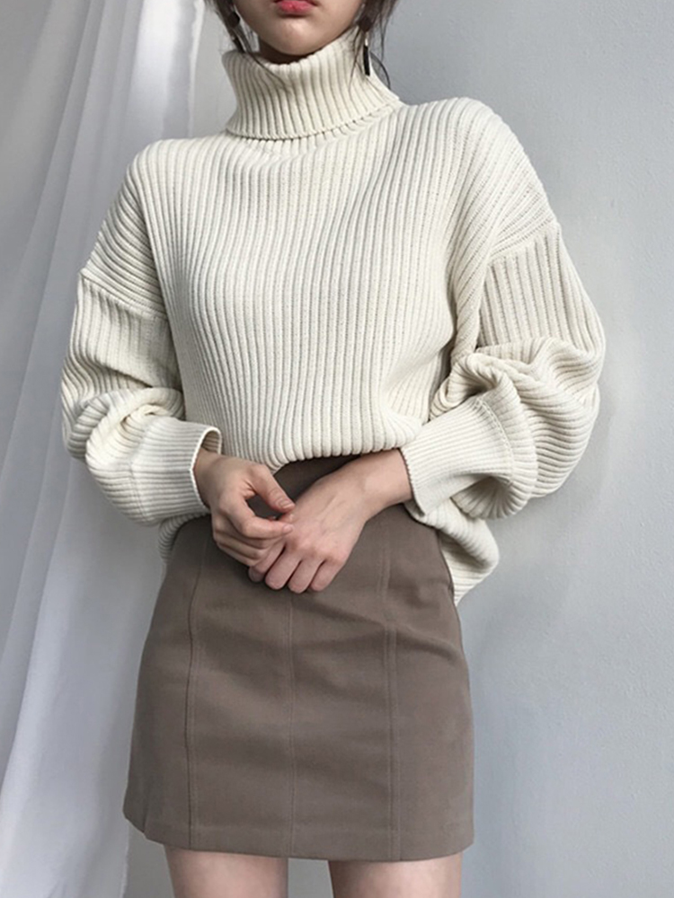 Turtleneck Sweaters Women Autumn Winter Korean Style Thick Warm Pullover Tops Oversized Casual Loose Knitted Jumpers Female Pull alx