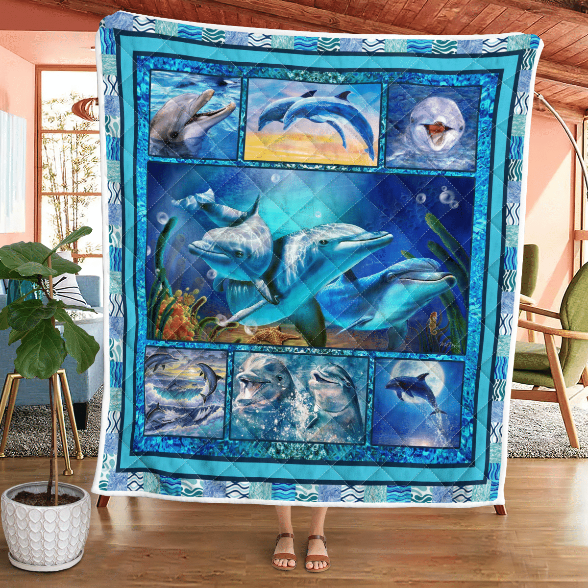 Dolphin Blue Quilt Wq08032250