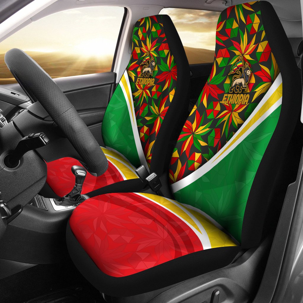 1stTheWorld Ethiopia Car Seat Covers, Ethiopia Lion Of Judah Flag Rasta A10