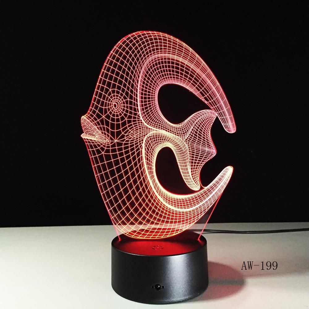 Animal Lovely Topical Fish Pattern 3D Illusion Night Light Led Light