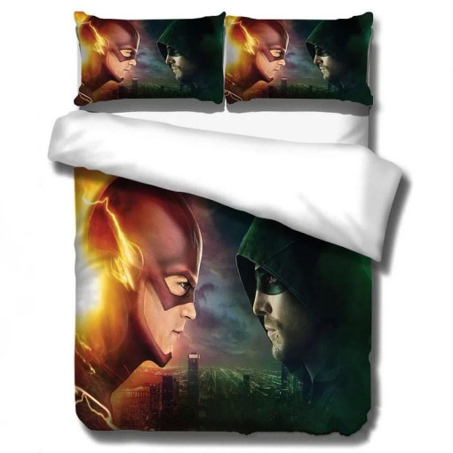 The Flash Barry Allen Arrow Oliver Queen 12 Duvet Cover Pillowcase Home Decor 3D Bedding Set