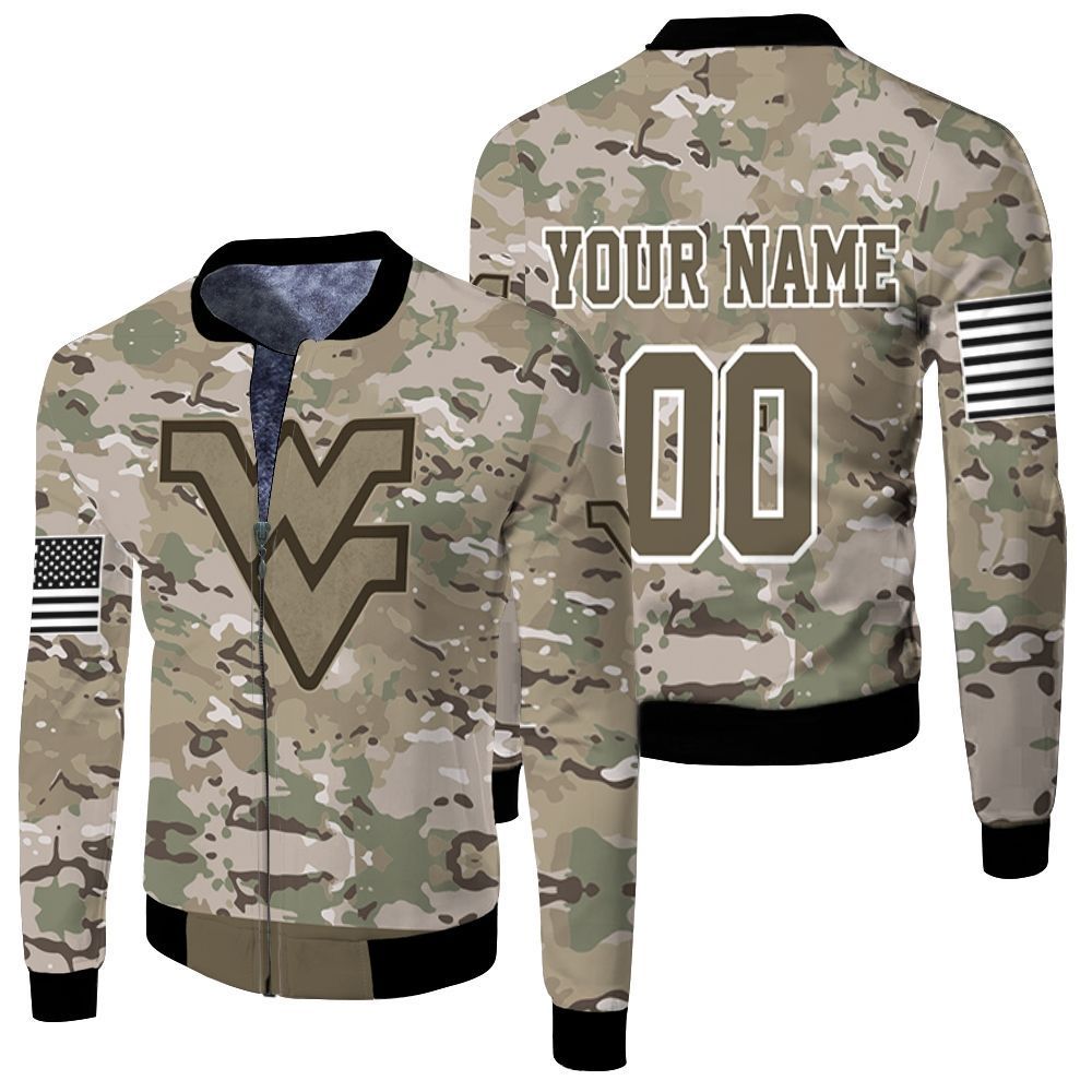 Personalized West Virginia Mountaineers Camouflage Veteran 3D Bomber Jacket