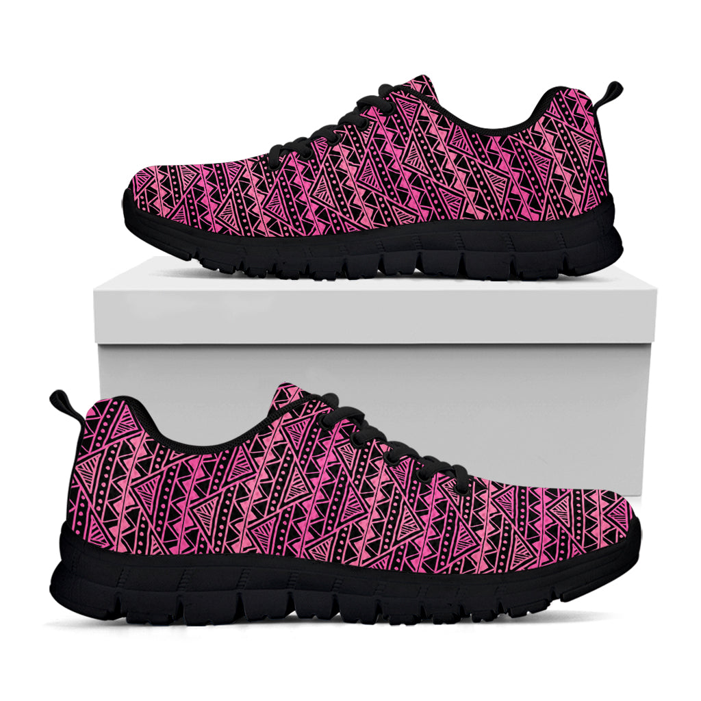 Pink African Ethnic Pattern Print Black Sneakers