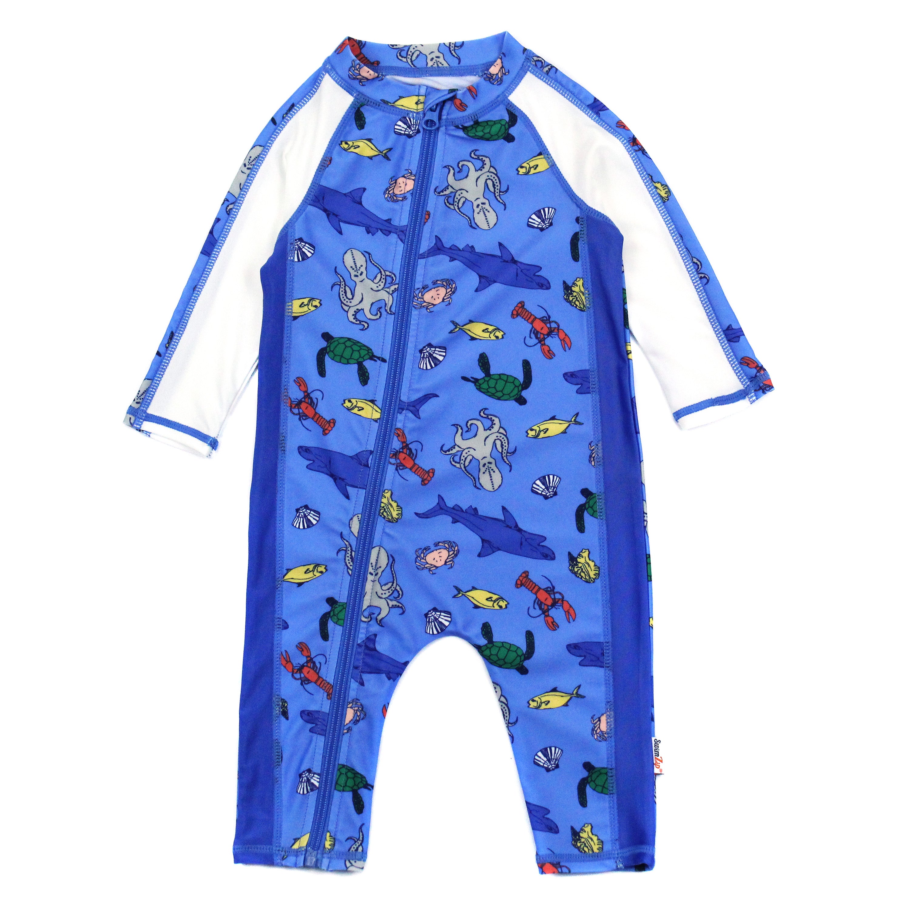 Sunsuit – Boy Long Sleeve Romper With Upf 50+ Uv Sun Protection | ”Sea Animals”