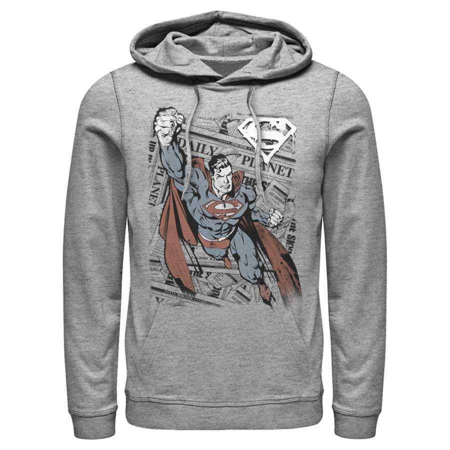 Superman Men’s Daily Planet Newspaper  Lightweight Hoodie