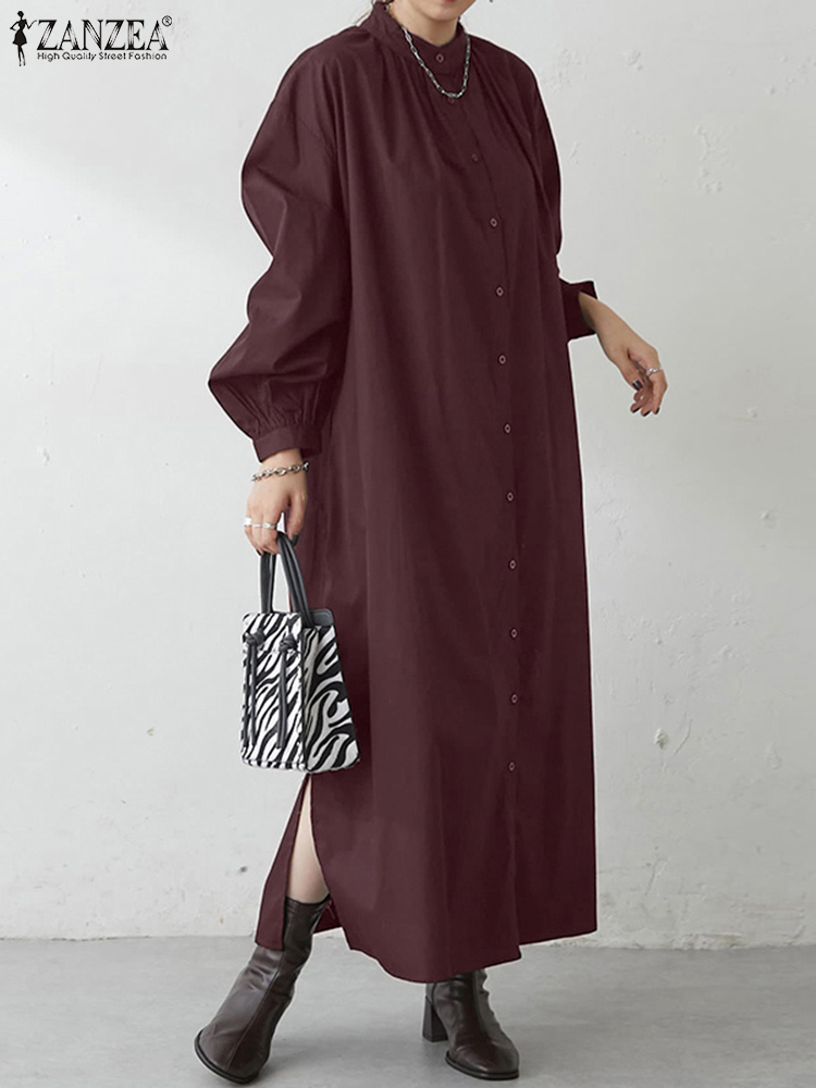 ZANZEA Long Shirt Dress Women Long Sleeve Solid Casual Sundress Spring Buttons Down Loose Femme Fashion Vestidos Robe Oversized alx