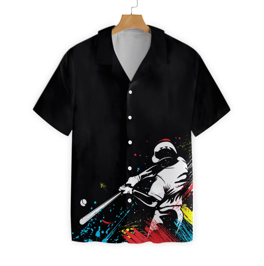 Baseball Silhouettes On Paintball Pattern Hawaii Shirt Ha82145