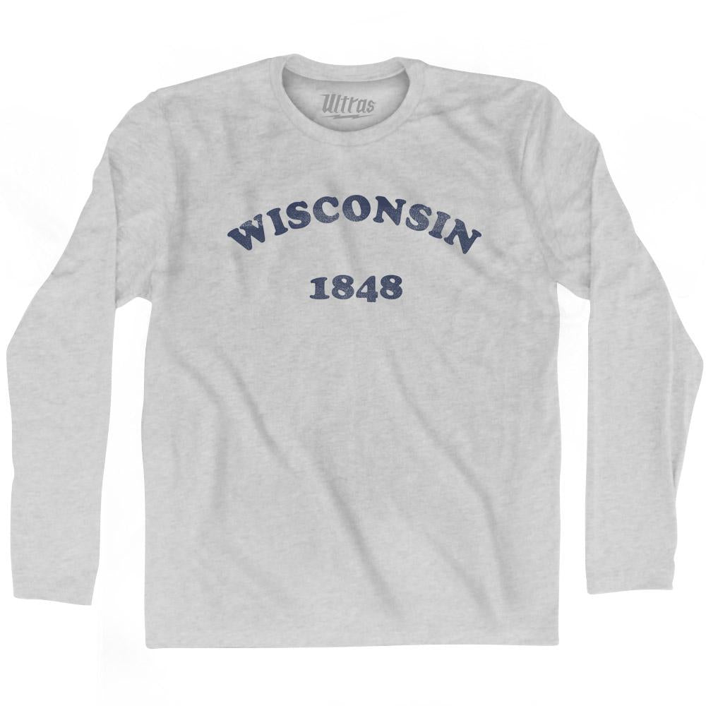 Wisconsin State 1848 Adult Cotton Long Sleeve Vintage T-shirt