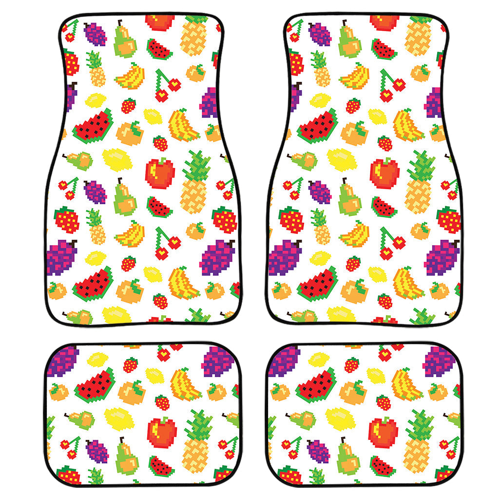 Pixel Fruits Pattern Print Front And Back Car Floor Mats, Front Car Mat