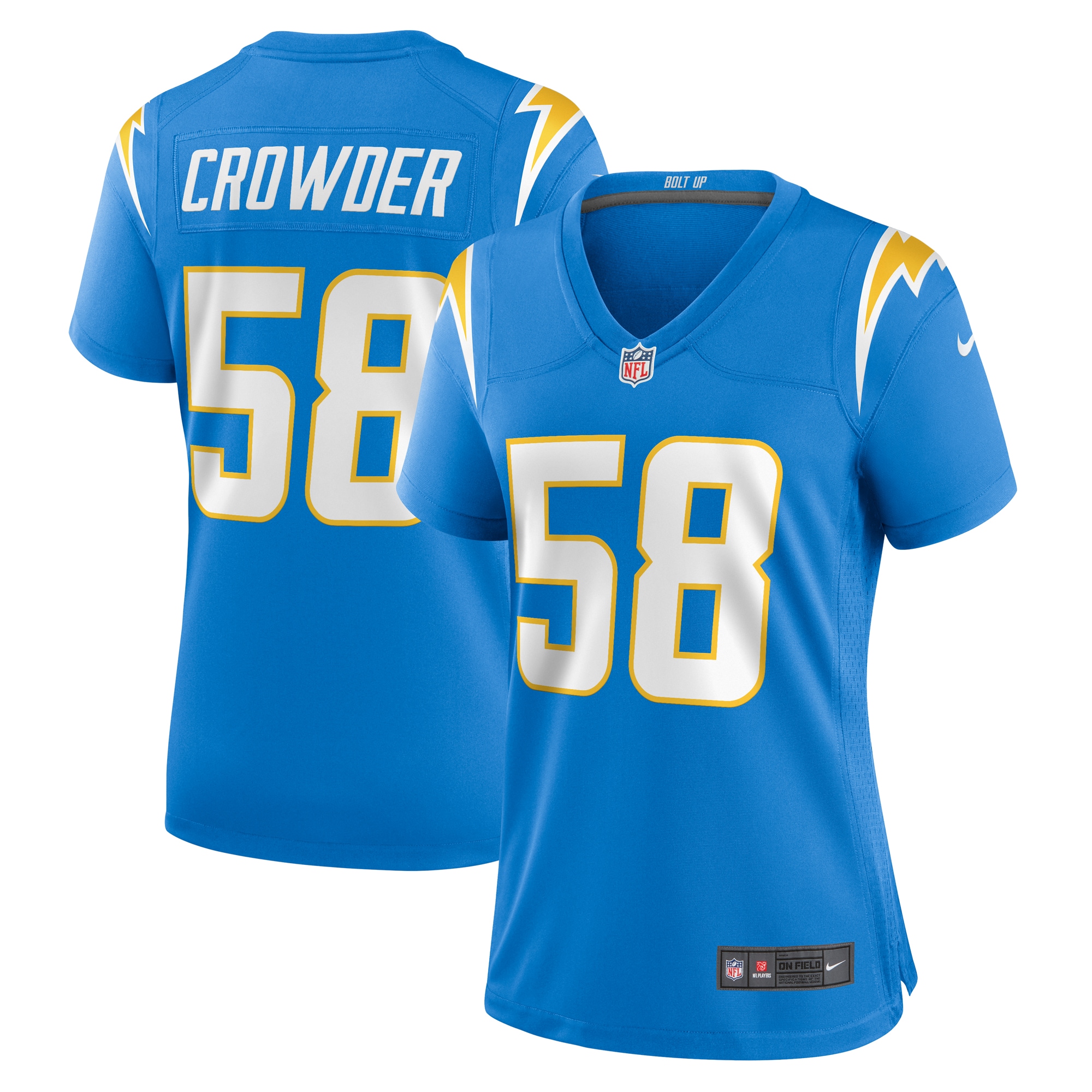 Tae Crowder Los Angeles Chargers Women's Team Game Jersey – Powder Blue