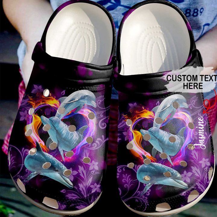 Dolphin Personalized Colorful Floral Dolphins Sku 876 Crocs Crocband Clog Comfortable For Mens Womens Classic Clog Water Shoes