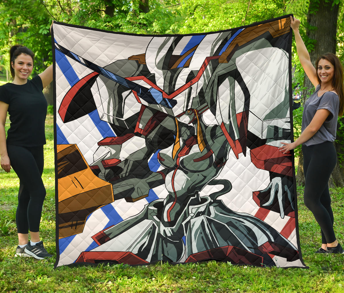 Darling In The Franxx Anime Premium Quilt | Darling Strelizia Drawing Artwork White Quilt Blanket