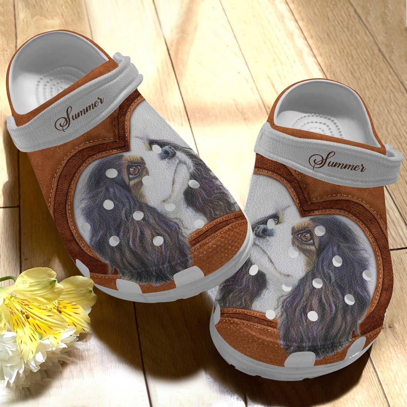 Cavalier King Charles Spaniel Personalized Clog, Custom Name, Text My Cavalier, Fashion Style For Women, Men, Kid, Print 3D