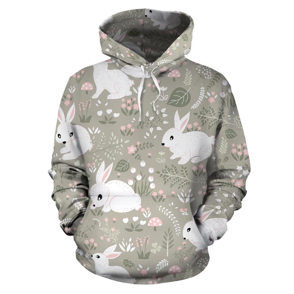 Cute Rabbit Pattern Men Women Pullover Hoodie