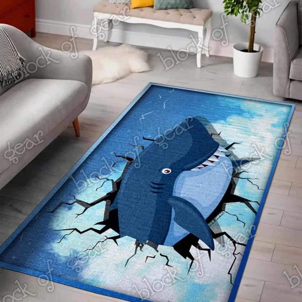 Time Travel Shark Living Room Rug NPR11, Christmas Gift Floor Decor