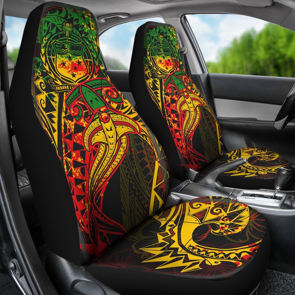 Tahiti Red Shark Polynesian Tattoo Color Car Seat Covers