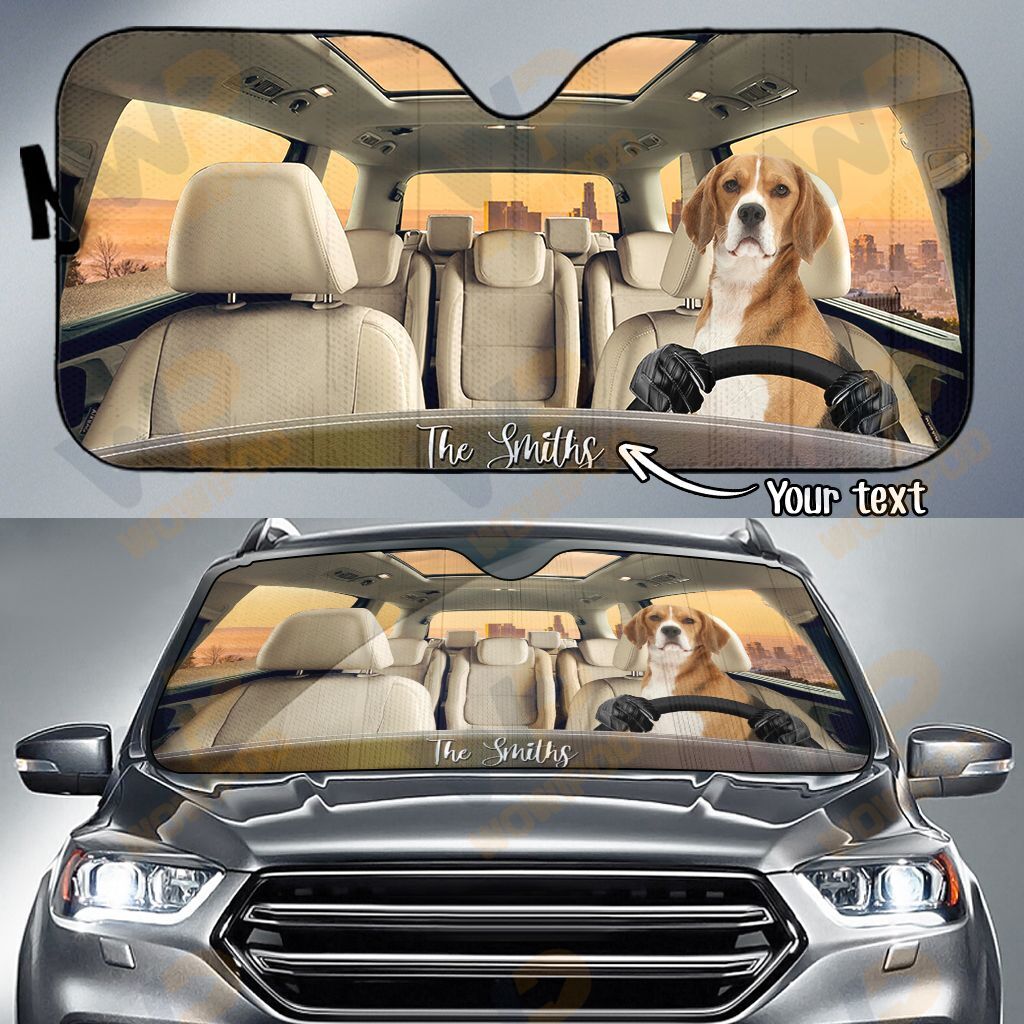 Beagle Family Custom Name Car Sun Shade 10 NDC0186