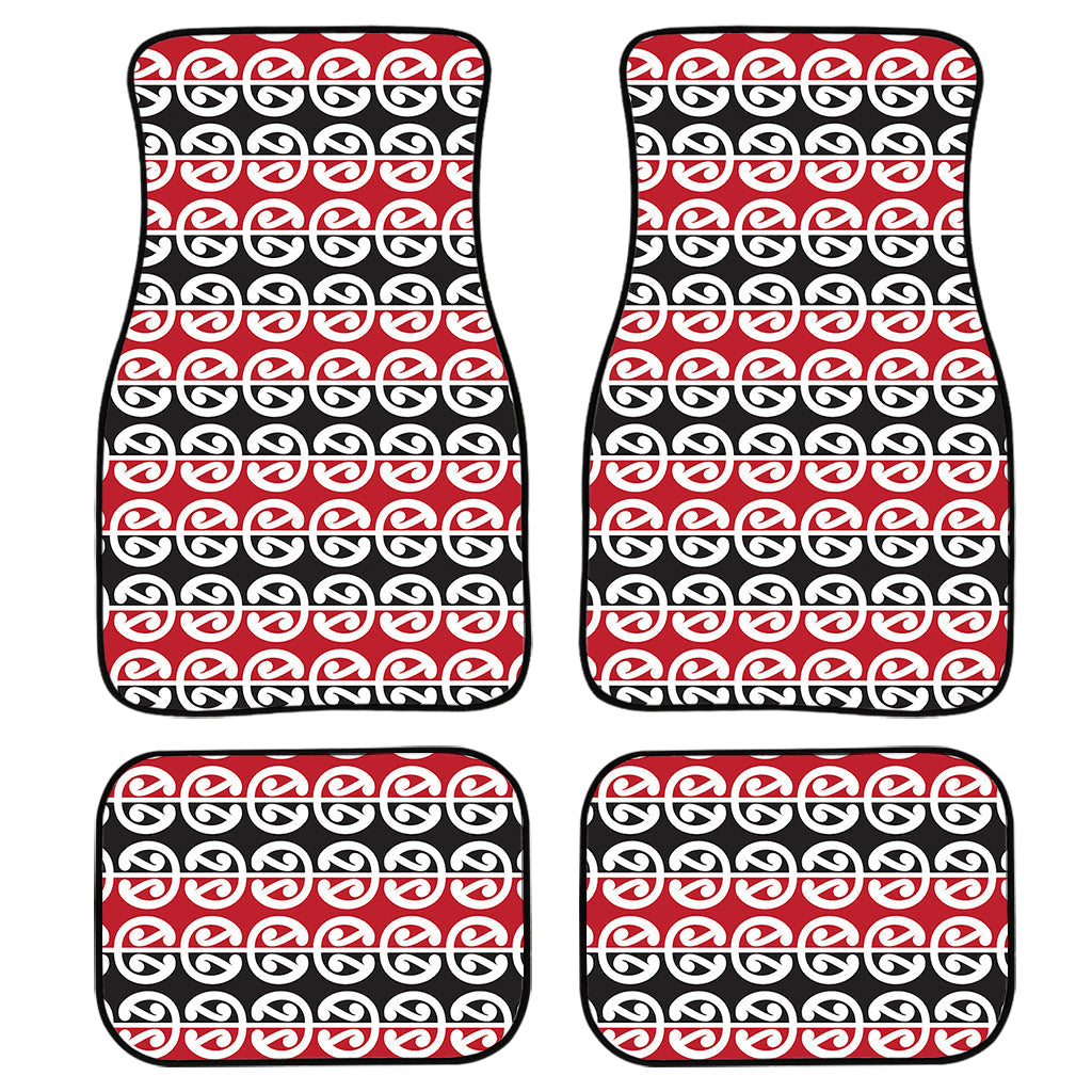 Maori Kowhaiwhai Pattern Print Front And Back Car Floor Mats, Front Car Mat