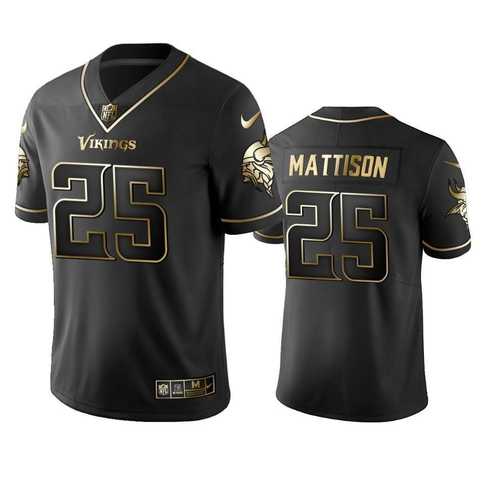 Minnesota Vikings Alexander Mattison Black 2021 Vapor Limited Golden Edition 3D Jersey