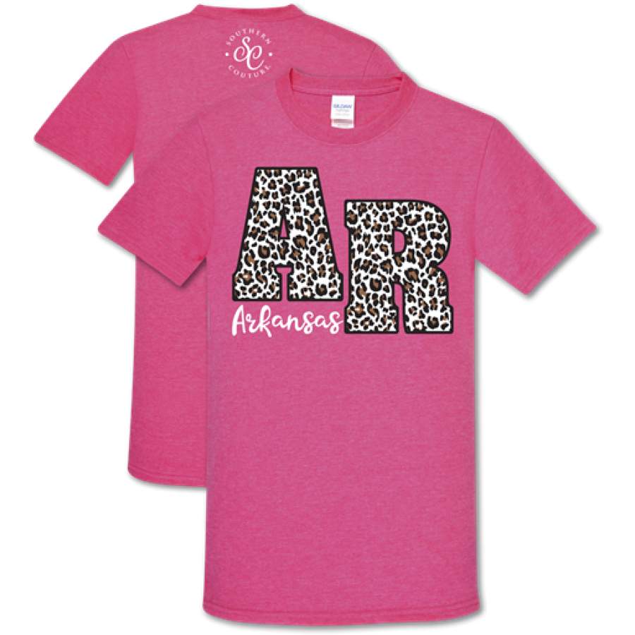 Southern Couture Soft Collection Leopard Arkansas Pink T-Shirt