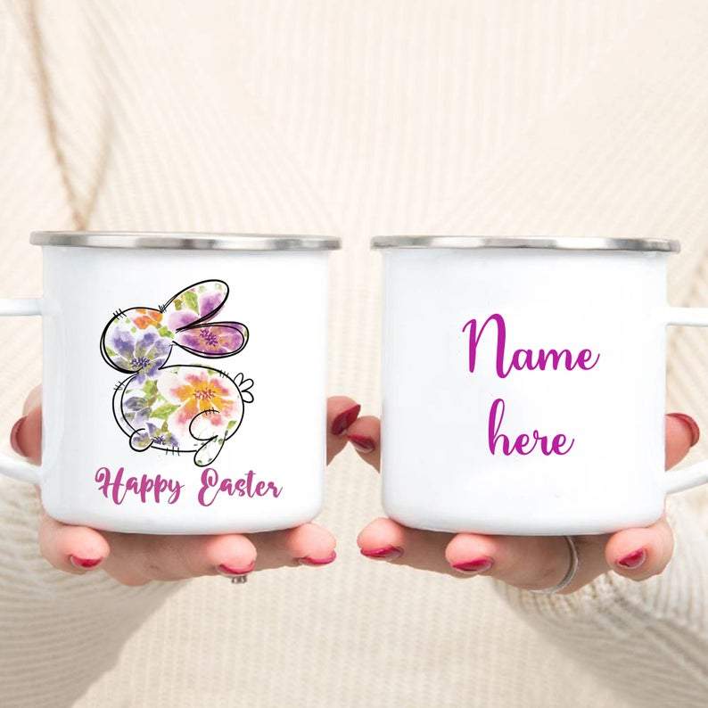 Personalized Bunny Rabbit Happy Easter Gift For Mom Campfire mug Gift #V