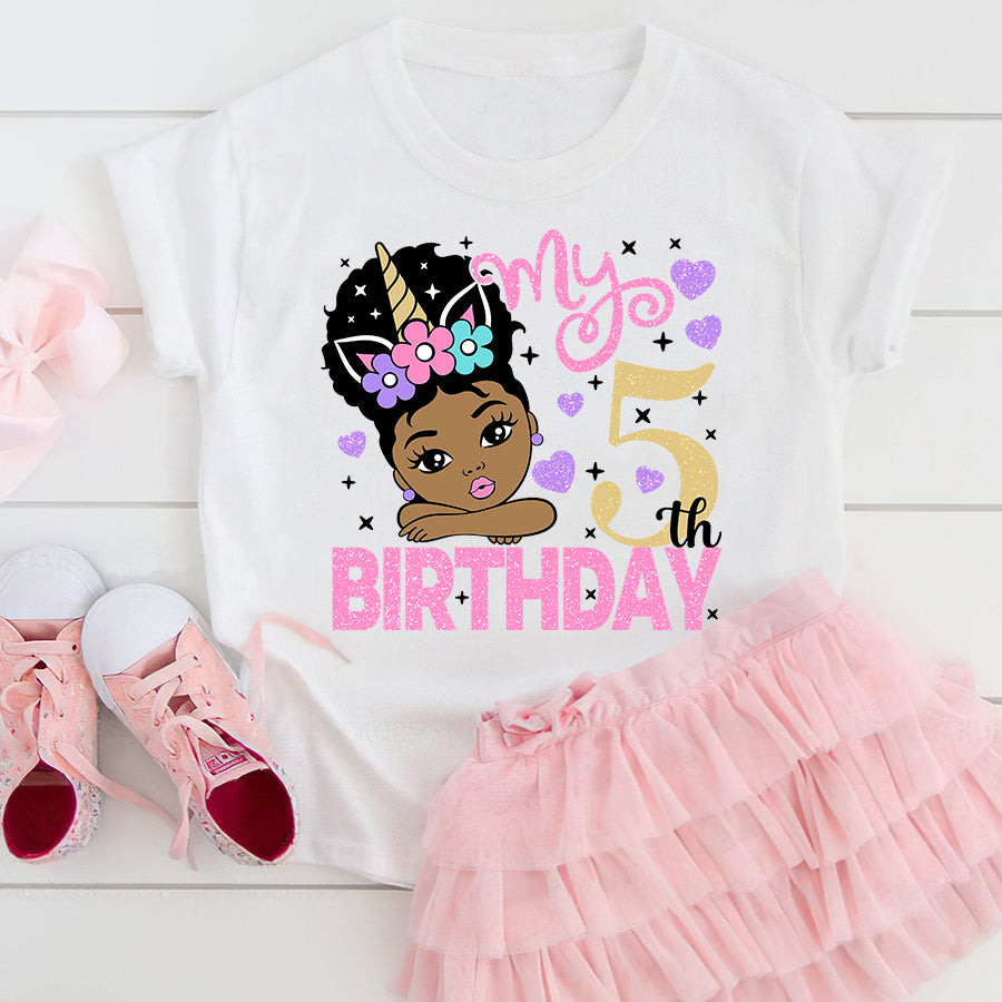 5Th Birthday Shirt, Black Girl, Unicorn 5Th Birthday Shirt, 5 Birthday Shirt, Cute Birthday Shirt Ideas, Best T Shirts 2021, Baby Shirt