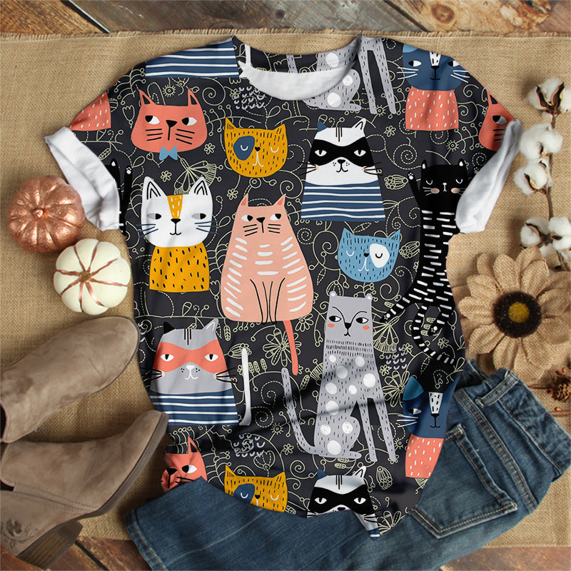 Seamless Pattern With Cute Kittens T-Shirt