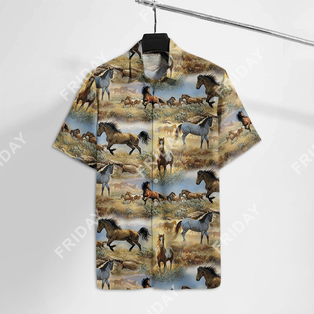 Horse Hawaii Shirt Wild Horses Running Pattern Tshirt Ha78885