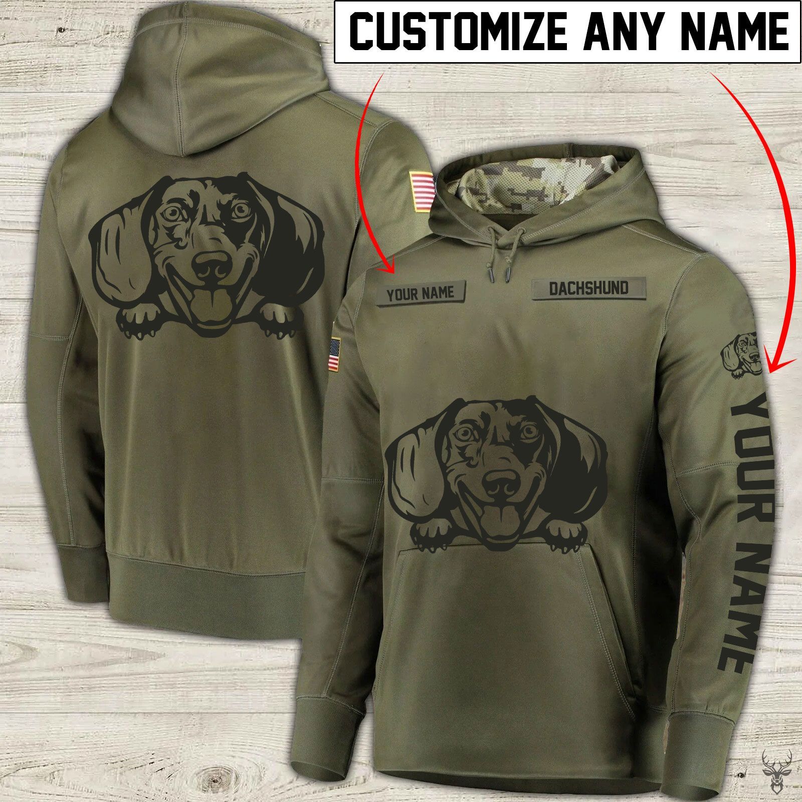 TJJ292009M95WJ DOGS CUSTOM NAME PULLOVER HOODIE CC