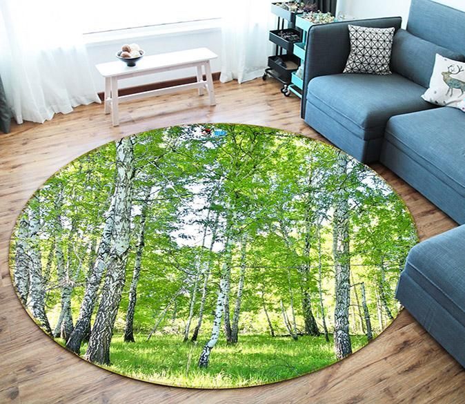 3D Bright Woods 355 Round Rug – Round Carpet Home Decor