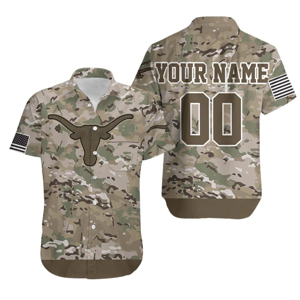 Texas Longhorns Camouflage Pattern Personalized Hawaii Shirt Combo Beach Ha41053