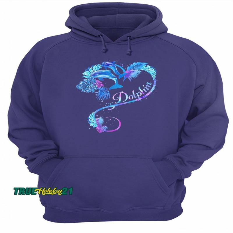 Dolphin Tropical Heart shirt Unisex Hoodie