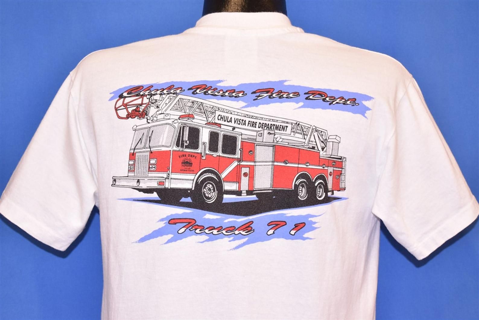 90S Chula Vista Fire Pocket Tee Truck 71 California T-Shirt
