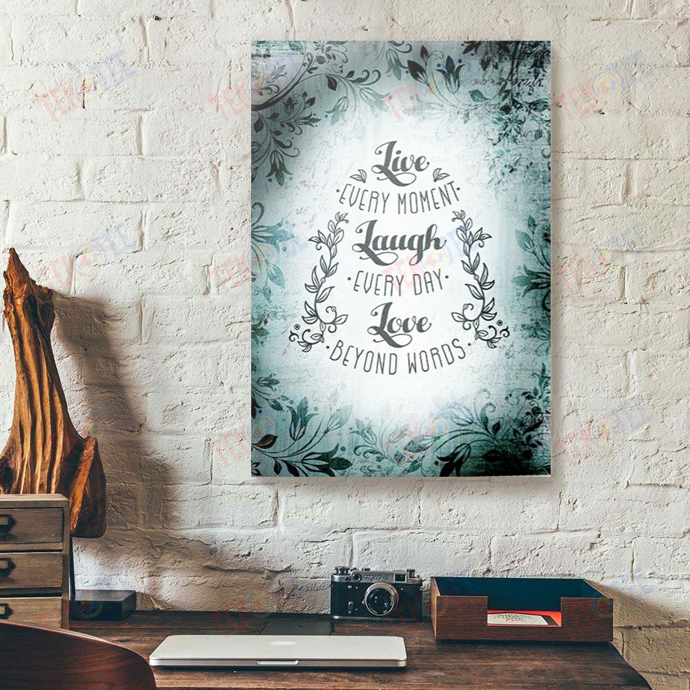 Canvas Prints Live Every Moments Love Beyond Words Flower Pattern Home Canvas Wall Art Home Decoration