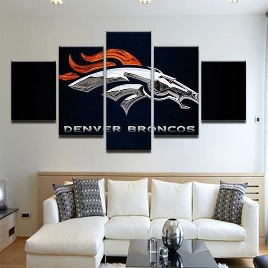 Denver Broncos 9- Sport 5 Panel Canvas Art Wall Decor-Cv