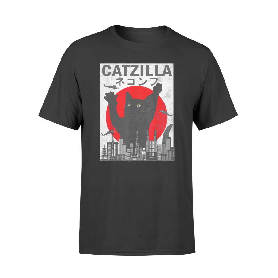 Catzilla Japanese Sunset Style Cat Kitten Lover T-Shirt – Standard T-shirt