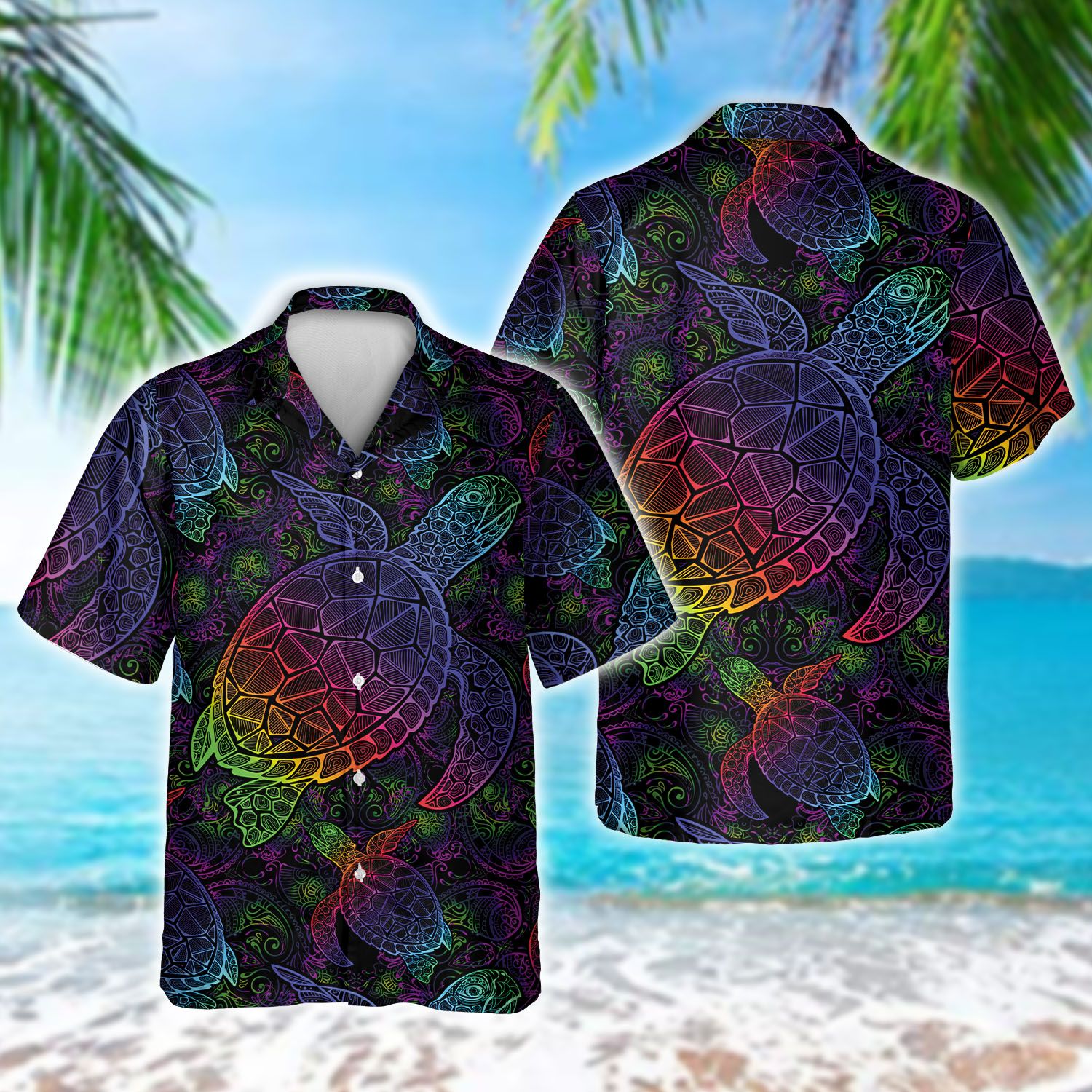 Neon Sea Turtle Unisex Hawaiian Shirt