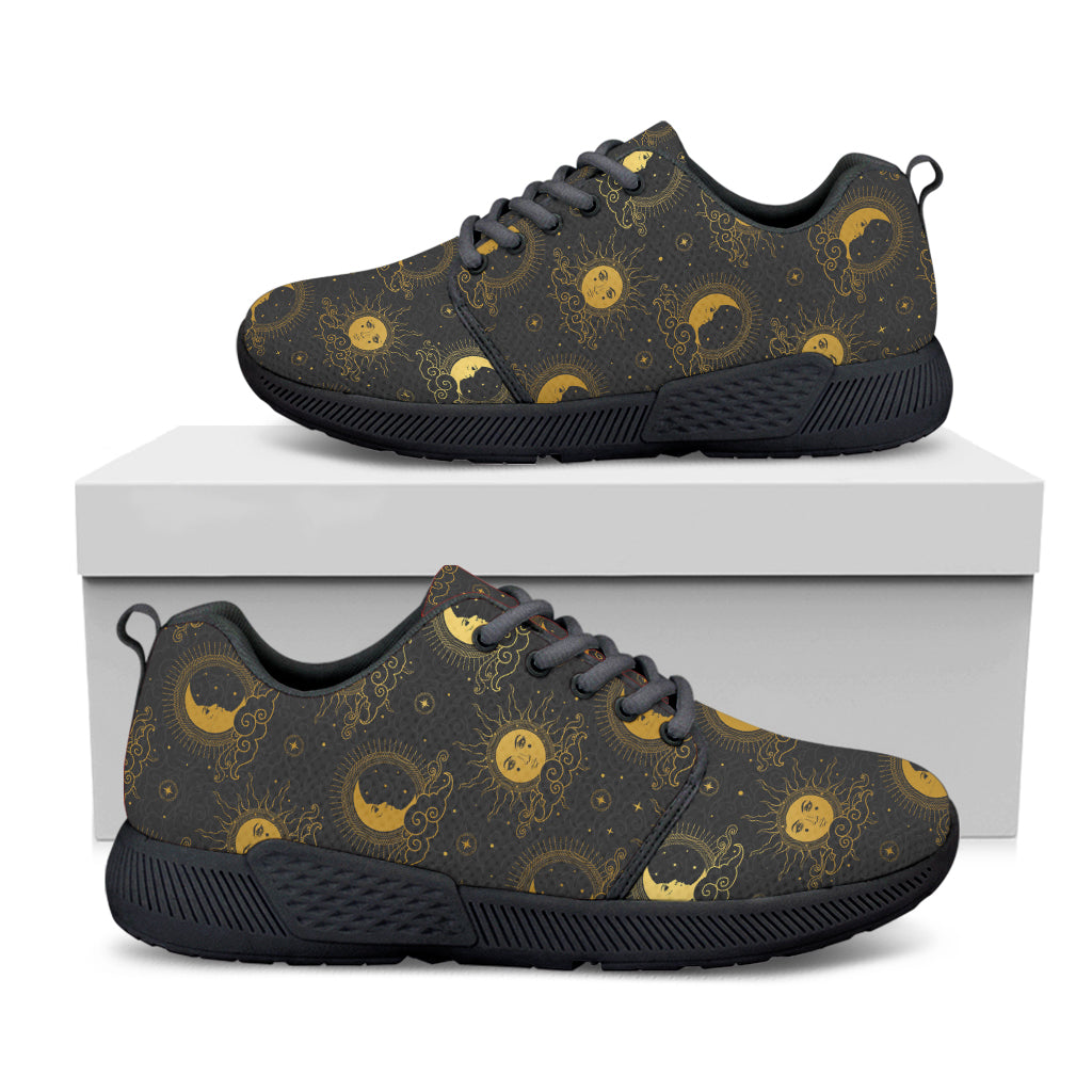 Vintage Celestial Pattern Print Black Athletic Shoes